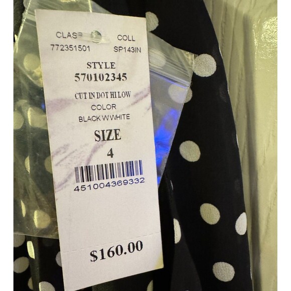 WHBM Halter Dress Women's Size 4 High Low Polka Dots Sleeveless Black White NEW - Picture 12 of 14